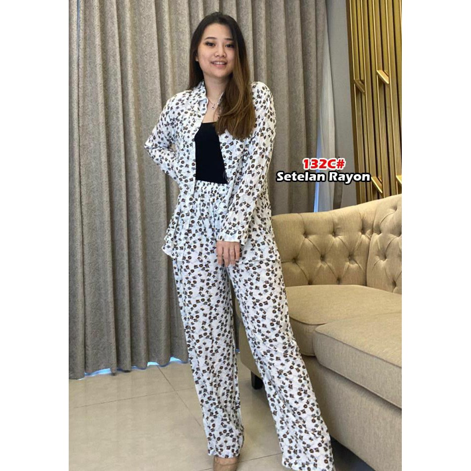 132c# setelan rayon//setelan fashion terbaru motif bunga