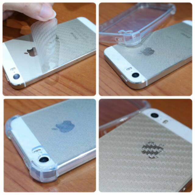 Case anticrack + sticker carbon transparan samsung s6 edge