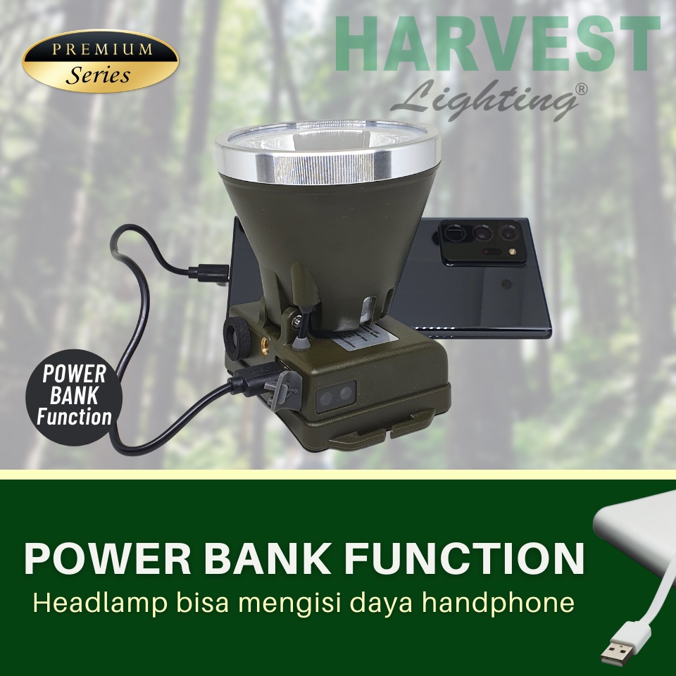 220W - Headlamp PAKET ISI 6 - HARVEST LIGHTING Senter Kepala LED Super Terang Lampu Emergency Travel Tambang Hunting Berburu Rechargeable Original Bergaransi