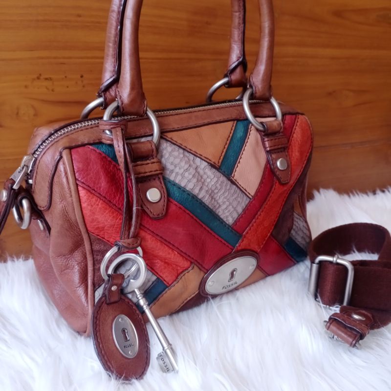 fossil preloved ll fossil Satchel ll fossil patchwork ll fossil maddox ll fossil bag
