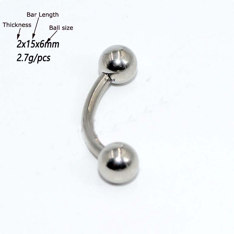 1pc Anting Tindik Telinga Bentuk Barbel Lengkung Bahan Stainless Steel Warna Silver