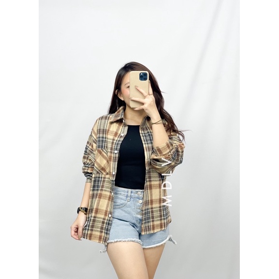 MDLV ~ 8930# Giordana Flannel Plaid Shirt Kemeja Kotak Korea Import