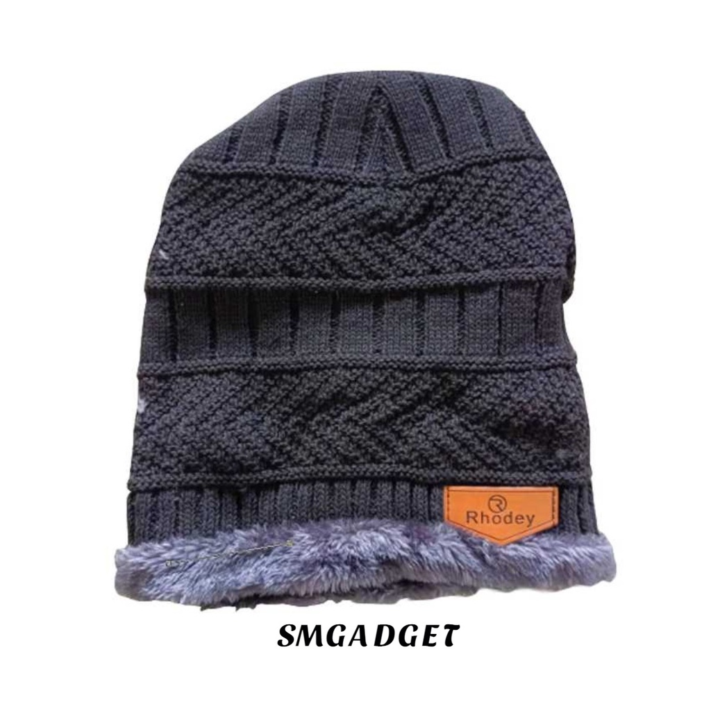 Topi Cupluk Gunung Pria Wanita Rhodey Kupluk Rajut Beanie Hitam