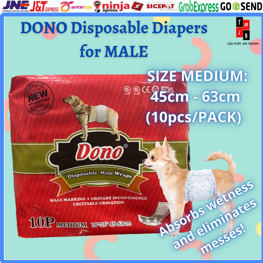 POPOK ANJING JANTAN XS S M L DOG DIAPERS DOG MALE WRAPS MERAH DONO XS S M L