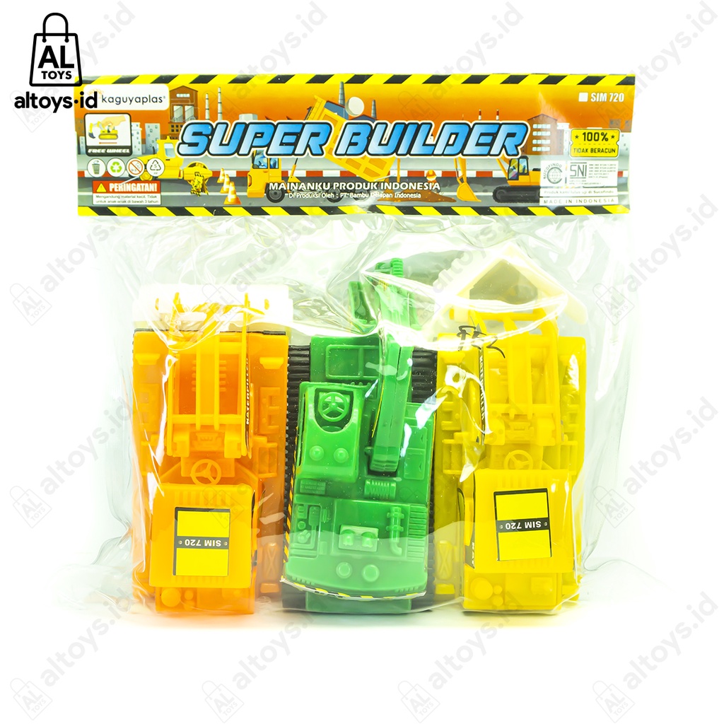 Mainan Mobil Konstruksi Super Builder isi 3pcs Beko / Loader / Slinder Truck SIM720