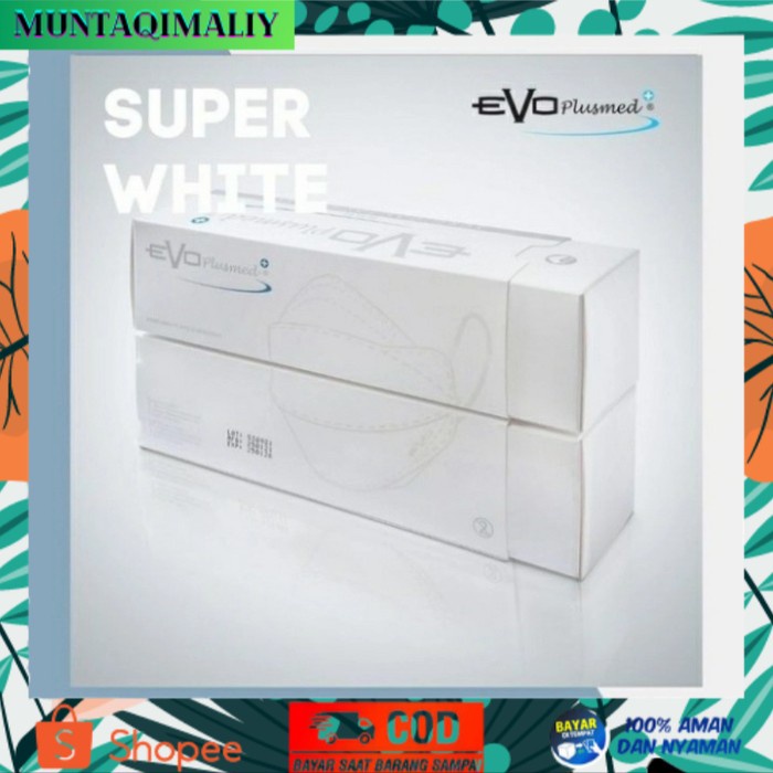 [TERBARU] Masker EVO PLUSMED Super Black / White evoplusmed 20pcs - Super White