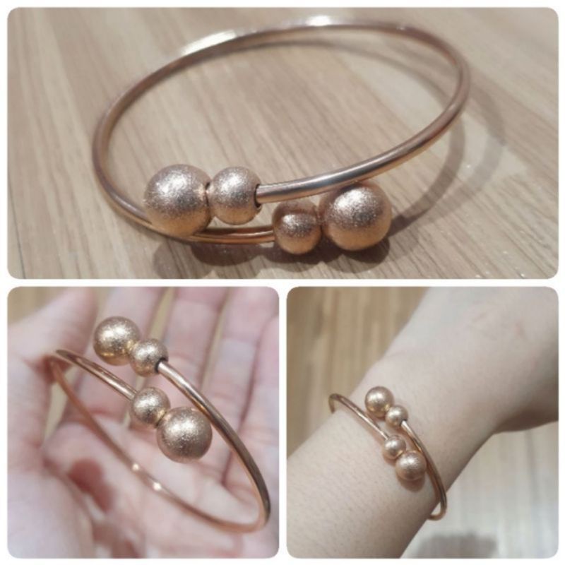 Gelang Titanium asli Rosegold Premium Quality Anti Karat Anti Alergi Bracelet Stainless Steel Ori 033