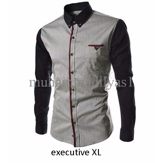 Kemeja Pria Executive katun stertch silver