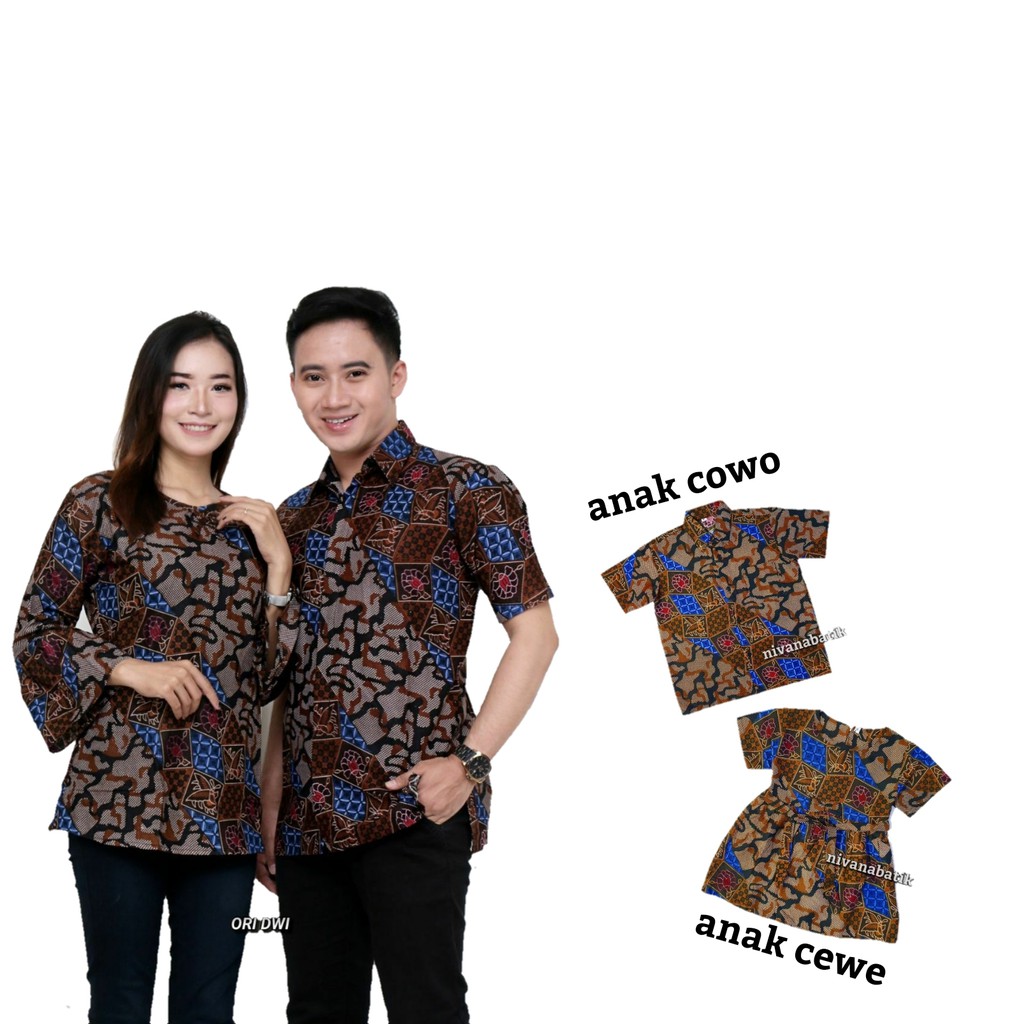 Nivana Batik Couple Atasan Keluarga  Motif SOGAN LORENG 