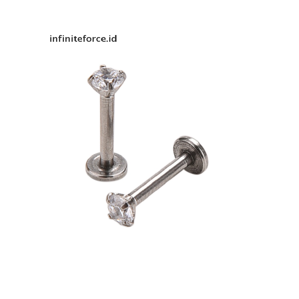 2 Pcs Cincin Tindik Bibir Bentuk Barbell Bahan Baja