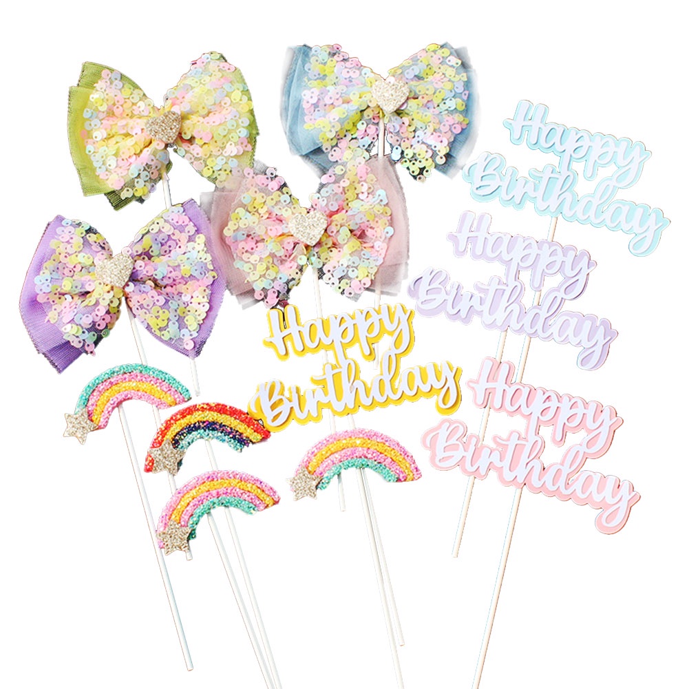 (Tk) 3pcs Topper Kue Ulang Tahun Tulisan Happy Birthday Untuk Dekorasi Pesta