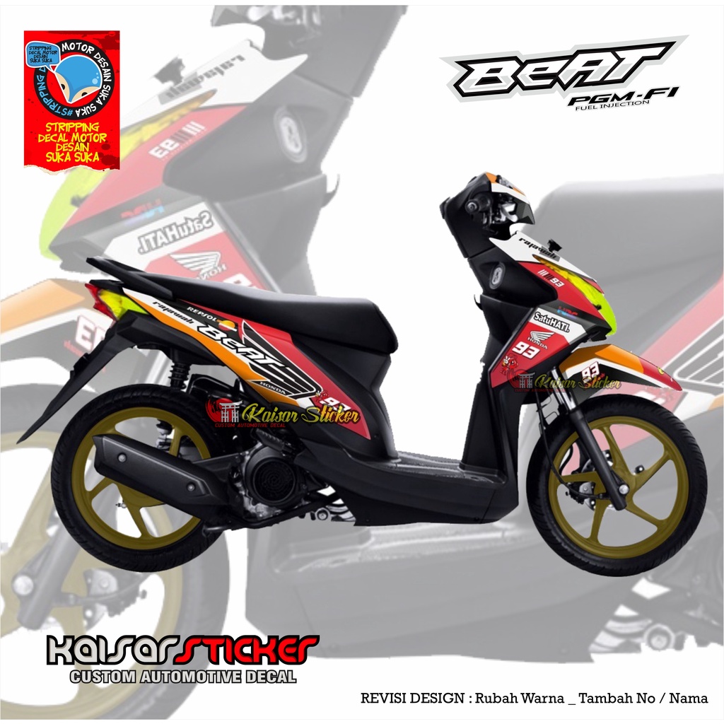 Sticker Striping Motor Stiker Decal Honda BEAT-Fi Repsol Full Body