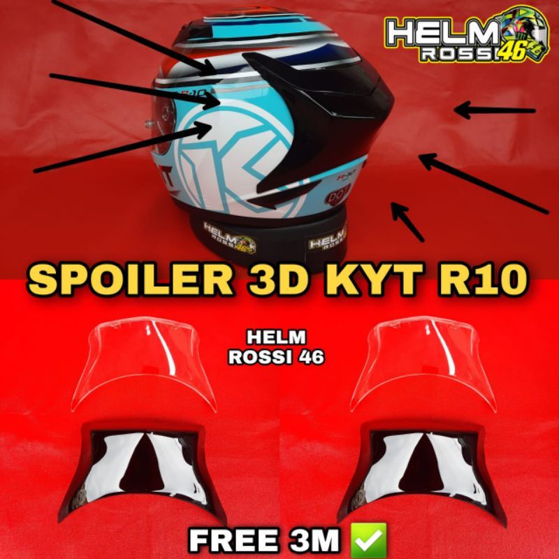 SPOILER 3D KYT R10 - CLEAR BENING DAN HITAM BEST SELLER