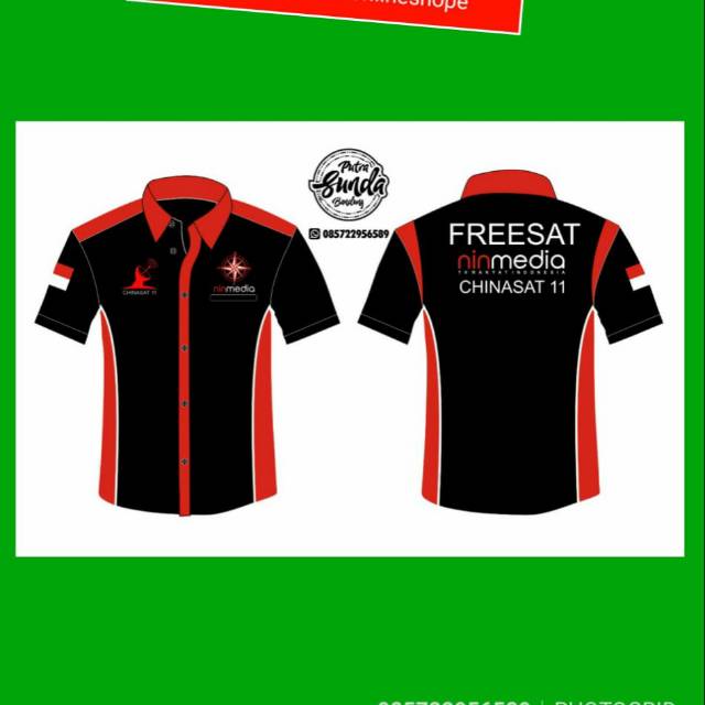 Kameja freesat hitam merah