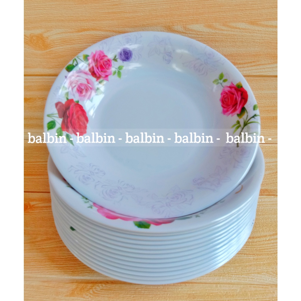 balbin - 3 PIRING MELAMIN 9.INCHI/PIRING MAKAN MELAMINE 9.INC/PIRING MAKAN CEKUNG/PIRING MOTIF FLORA TERBARU-K.A.N - MELAMINE WARE