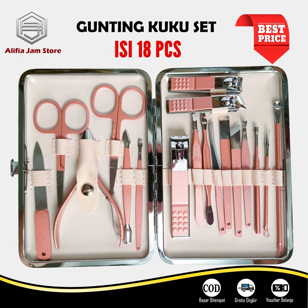 Gunting Kuku Set Isi 18/15/8/4 Pcs Pedicure Manicure Perawatan Kuku Dan Wajah Stainless Steel