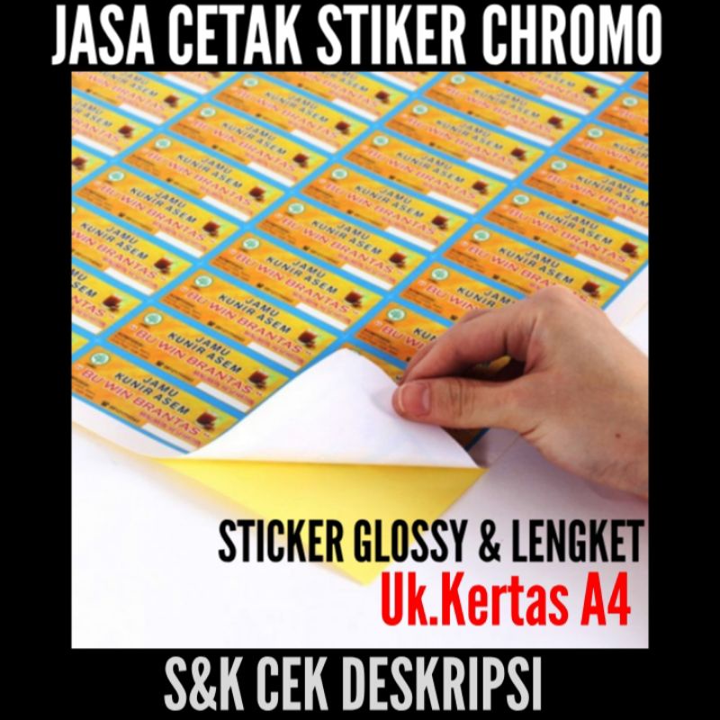 Cetak Stiker Glossy Label Makanan Sticker Chromo A4