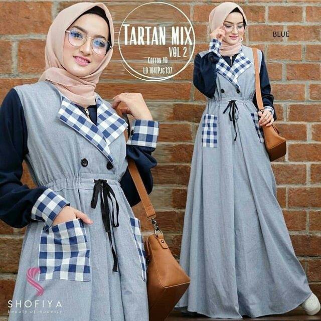 Meyra Dress - Baju Gamis sar i Jersey Lemon Skin Kombinasi Rempel Cantik Mewah Elegan Dewasa Ibu Ibu