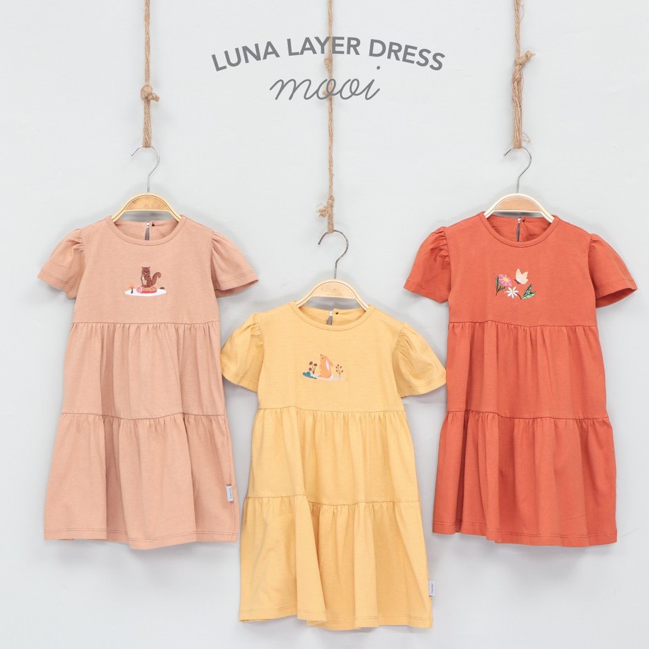 PROMO 7.7 PROMO BAJU LEBARAN MURAH Mooi Dress Anak Perempuan Ruffle LUNA Layer Dress - Fashion Anak Perempuan Dress bordir 1 - 5 Tahun