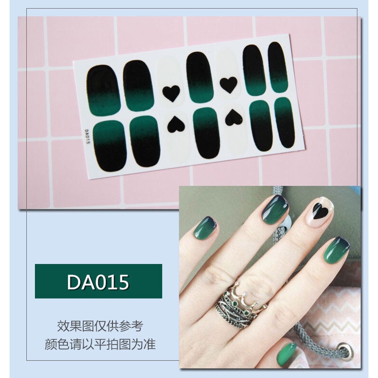 DA 14Pcs/Set Stiker Kuku Desain Bermotif High End Berlian Mutiara Permata Warna-Warni Untuk Tempel Tahan Air Tahan Lama Menicure Stickers Korea Self Adhesive Fashion Sticker kuku Full Aksesoris Dapat Kupas Mudah Digunakan Dan Dilepas Anti Air Nail Art