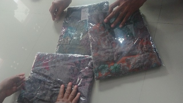 Venya Maxy Gamis Motif Batik Bahan Calvin Jeans Melar Adem Allsize Ld 105 Panjang 136-140 No Busui