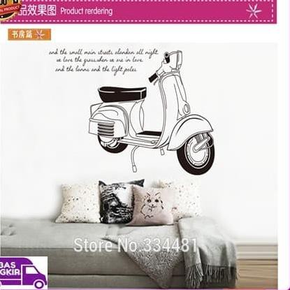 Wall Sticker Stiker Dinding 60x90 Motor Vespa Siluet Hitam Hiasan Dind Modis Shopee Indonesia