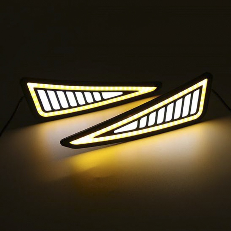 {LUCKID}Car LED Bumper Strip COB Daytime Running Light Yellow Turn Signal DayLight DRL