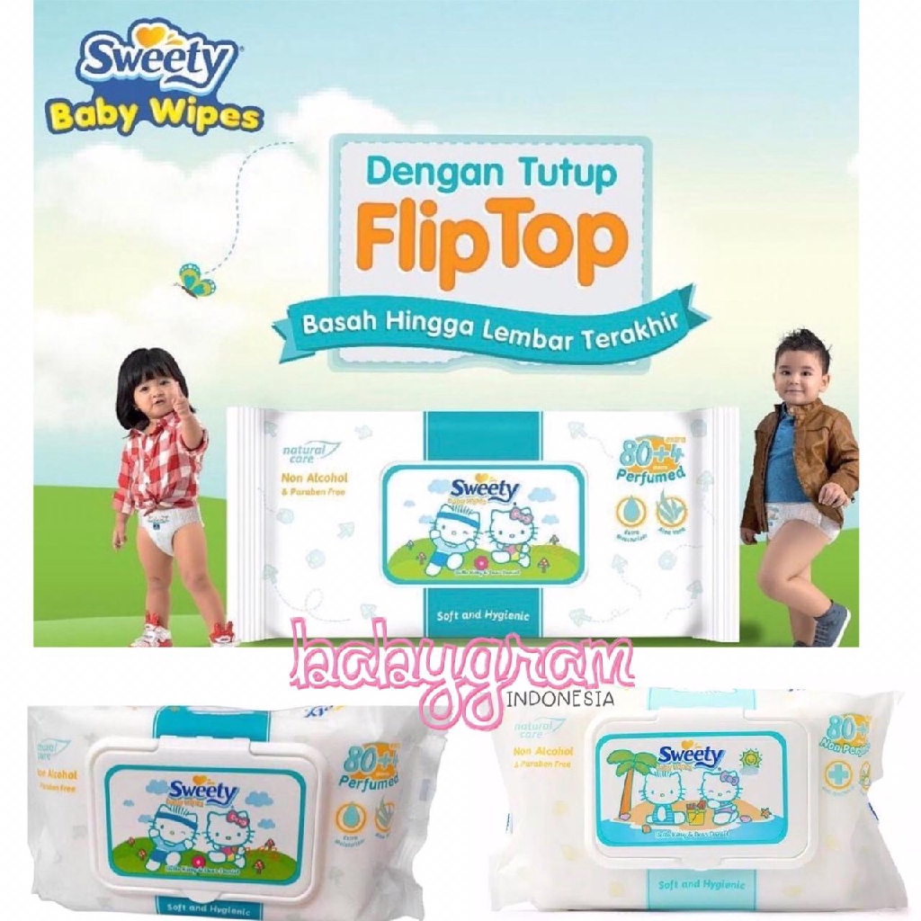 SWEETY Baby Wipes isi 80+4 Non Perfumed dan Perfumed