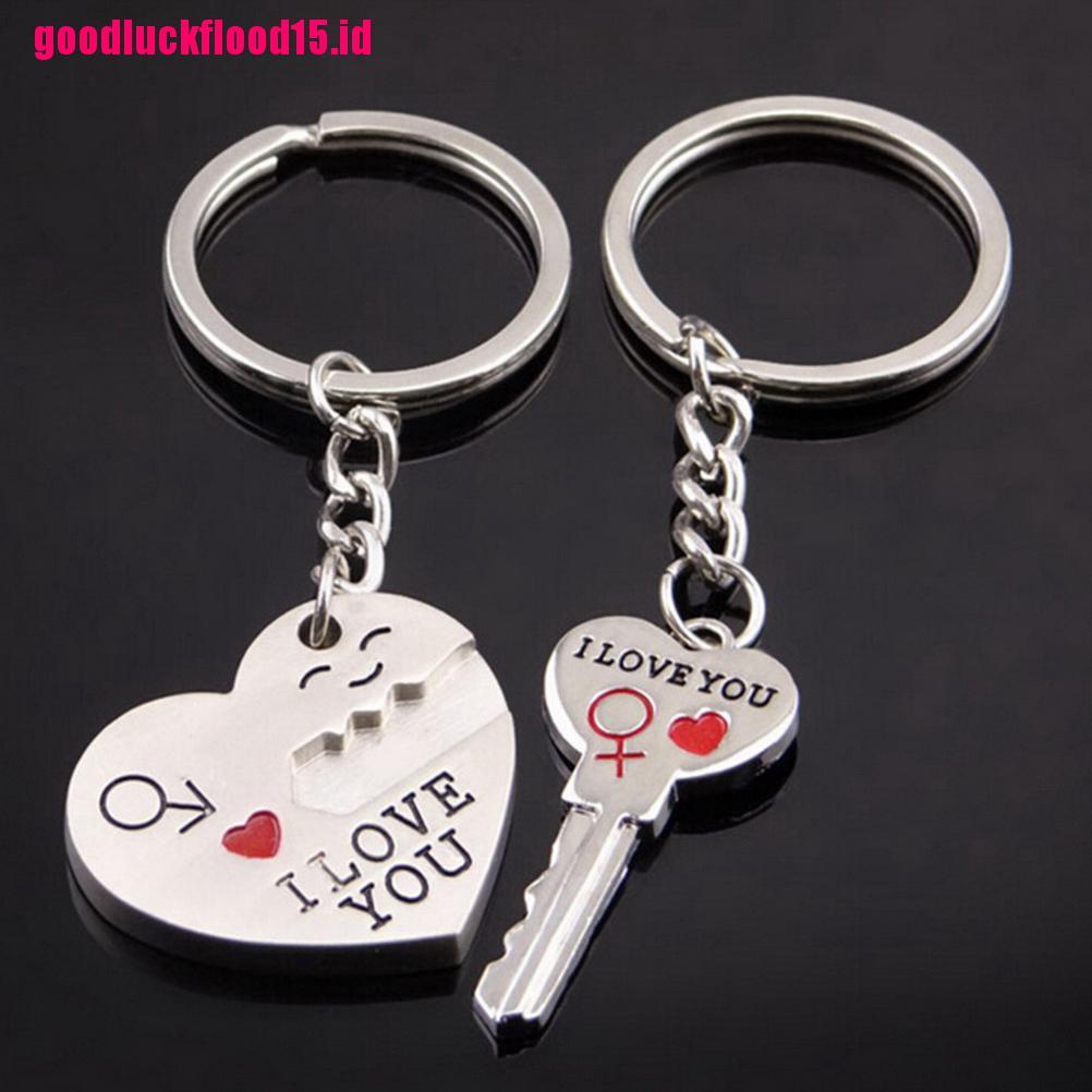 {LUCKID}2pcs Fashion Love Heart Key Ring Keyfob Couples Romantic Keychain Lover Gift