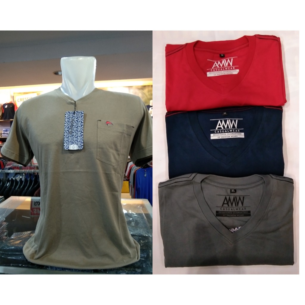 T Shirt Pria V Neck Polos Saku