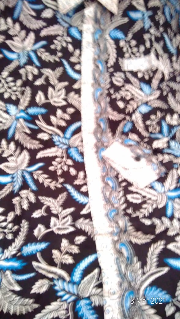 Kemeja Batik Pria - Katun Motif Blarak Biru - Style Casual & Trendy M L Xl Mazka Batik