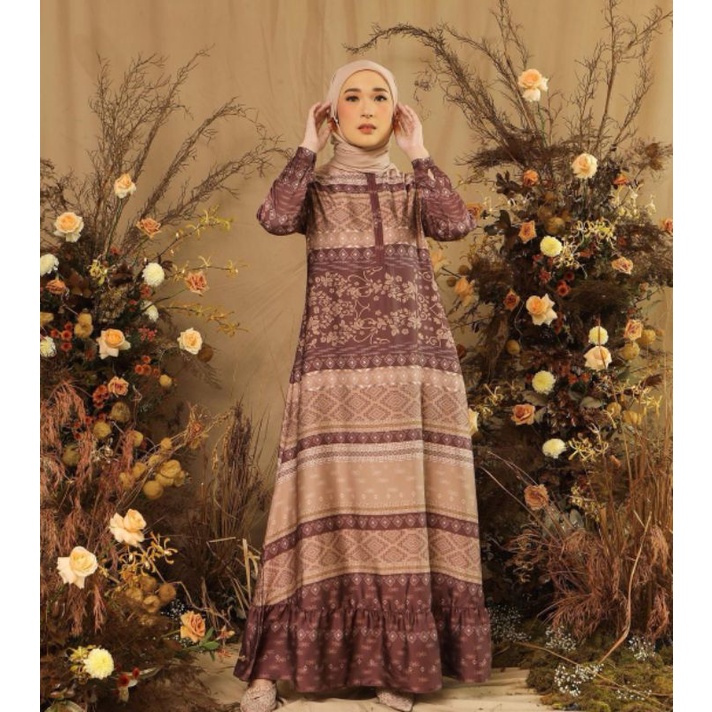 Nayyara Dress Burgundy by Kienka - Gamis Dress Wanita