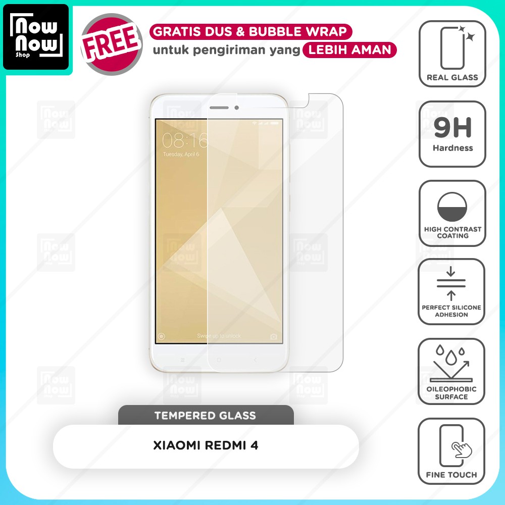 Tempered Glass Anti Gores Xiaomi Redmi 4 Screen Guard Protector 9H Kaca Temperglass