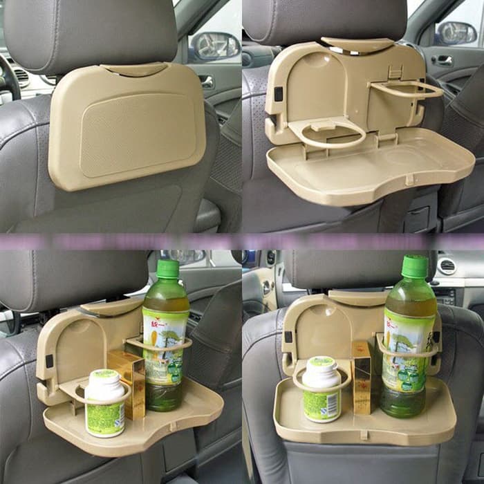 Travel Dining Tray Meja portable mobil botol Car Rak Lipat Minum Makan Rack Gantung Belakang Jok mudik