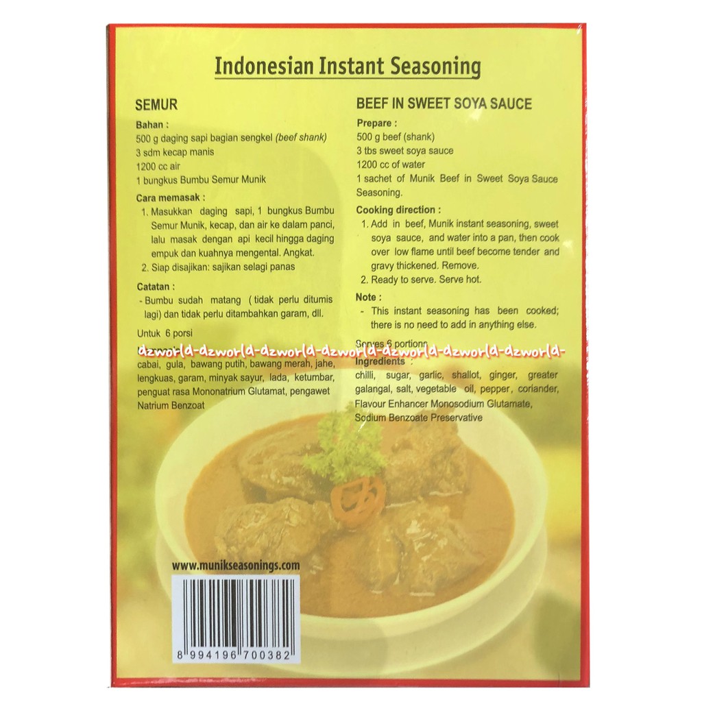 Munik Bumbu Semur Daging Ayam Beef in Sweet Soya Sauce Bumbu Instan 80gr