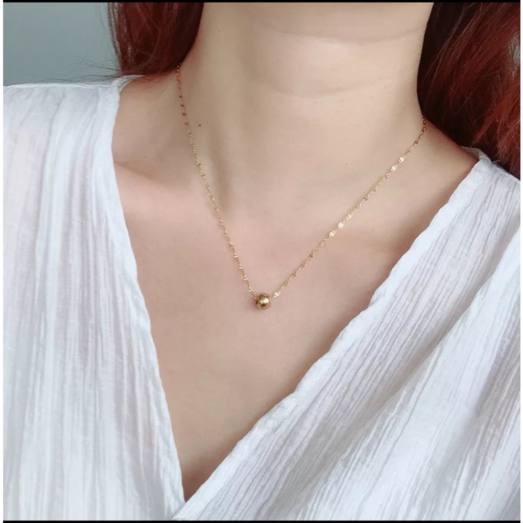 Kalung Rantai Pecah Kopi Model Liontin Bulat Warna Rose Gold dan Gold