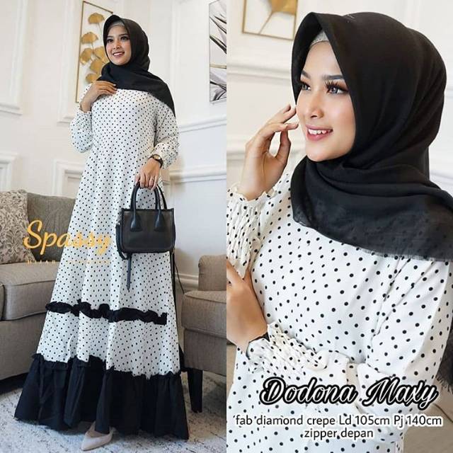 NS FC NAJIBAH GAMIS SYAR'I DRESS MUSLIM MODIS MODERN White the Black SYARI GAMIS