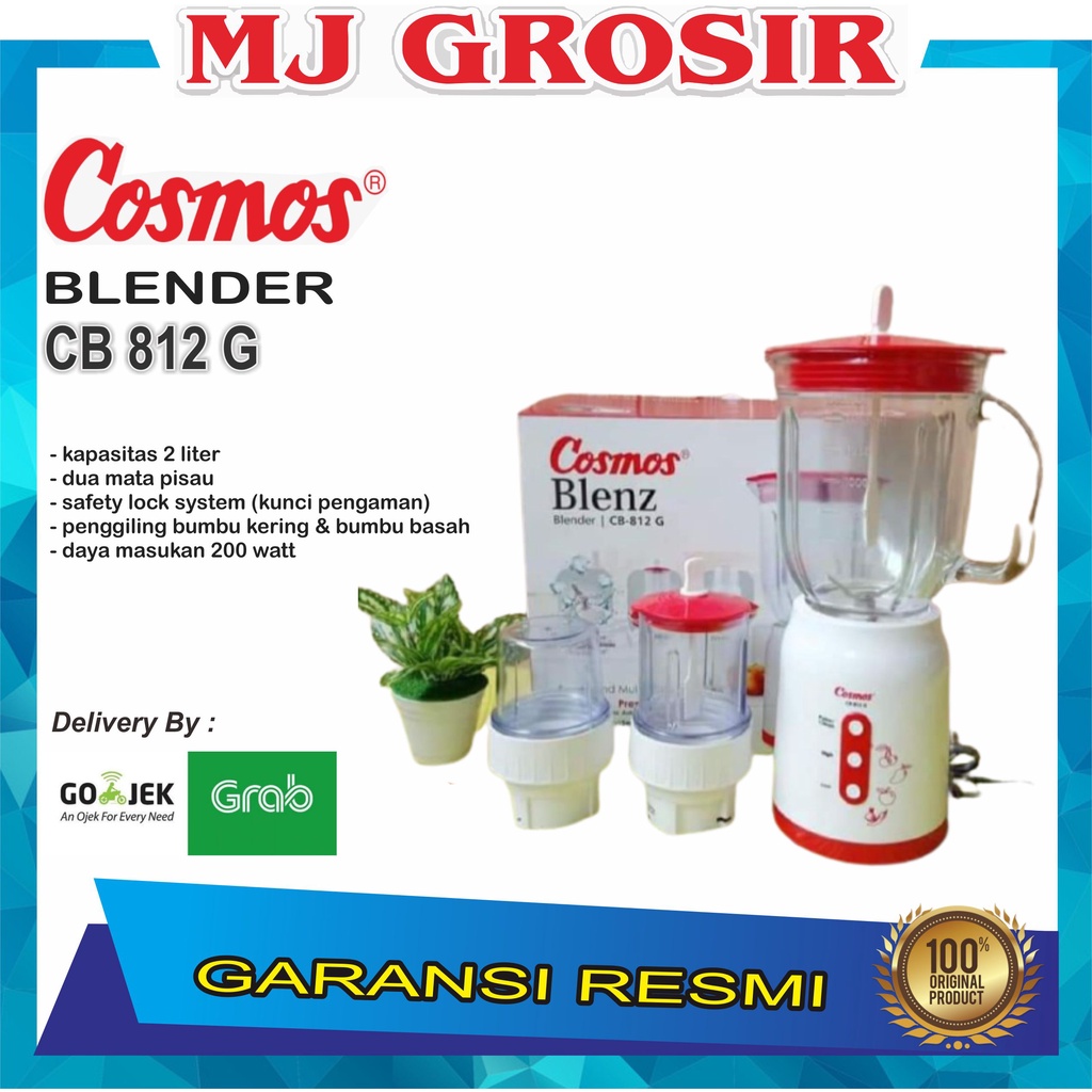 BLENDER COSMOS CB 812 G 3 IN 1 CB812G SERBAGUNA BAHAN TEMPERED GLASS