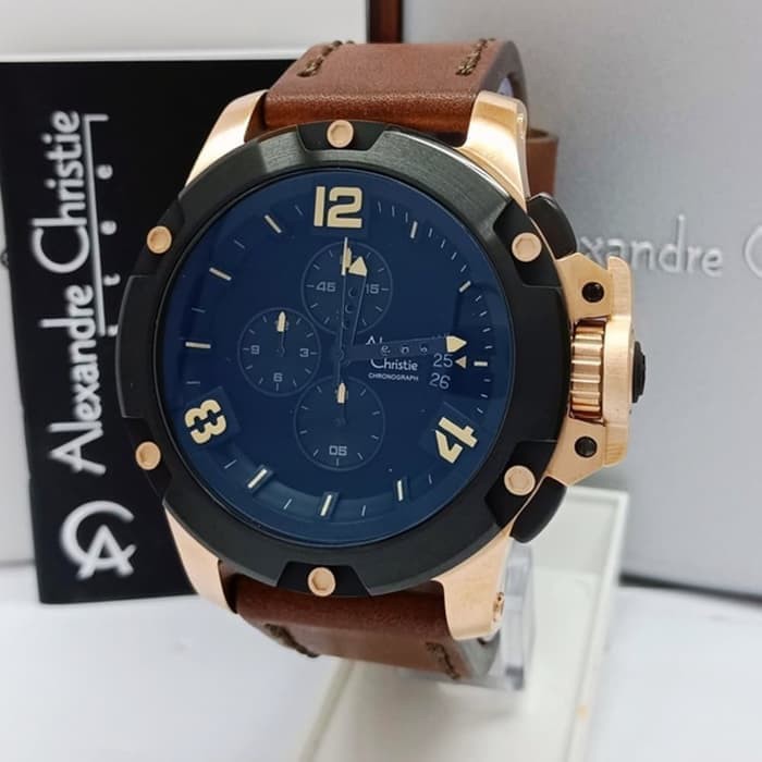 JAM TANGAN PRIA WANITA   ALEXANDRE CHRISTIE AC6295 MC / AC 6295 MC ROSEGOLD BLACK