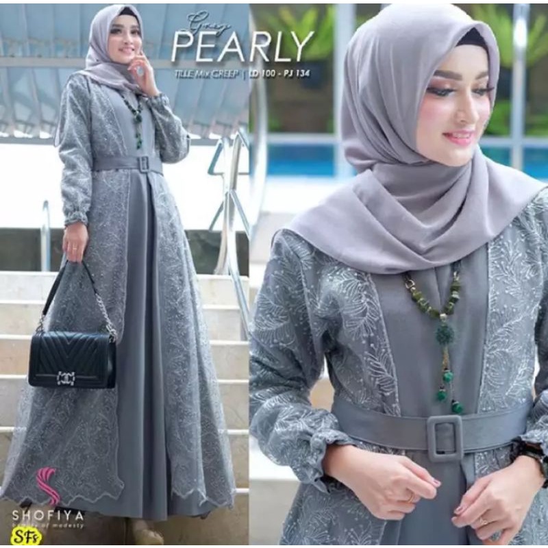 Gamis Jumbo S - 4XL / Pearly Maxy Gamis Brukat Terbaru 2021 / Baju Pesta Mewah Elegan / Gamis Kondan