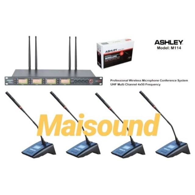 MIC WIRELESS ASHLEY M114 ORIGINAL PODIUM MEJA MICROPHONE