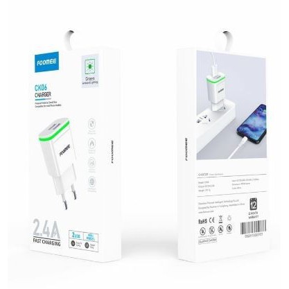 Adaptor Charger FOOMEE CK06 2.4A Adapter Dual Usb Output Fast Charging