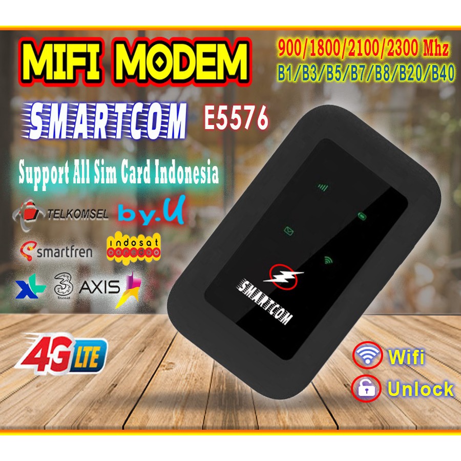 SMARTCOM - Modem E5576 Mifi 4G LTE SME5576 Unlock Version Router Unlock