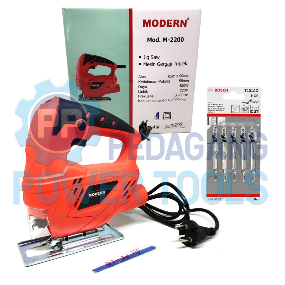 BUNDLING MODERN M-2200 MESIN GERGAJI LISTRIK & BOSCH T101AO MATA JIGSAW KAYU