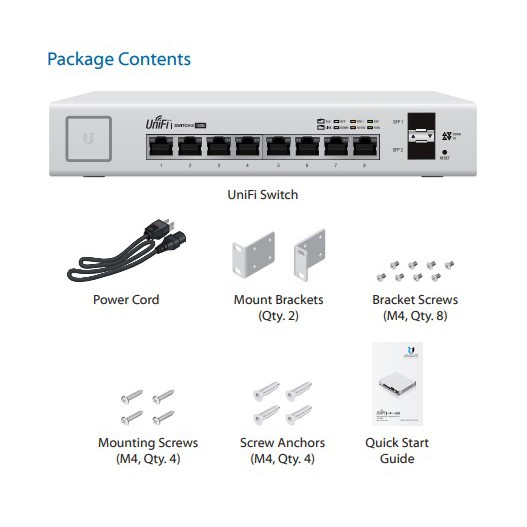 Ubiquiti US-8-150W Unifi Switch Managed PoE+ 8Port 150Watt