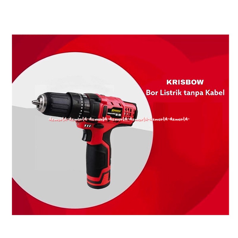 Krisbow Cordless Impact Drill 10mm Bor Tanpa Kabel kapasitas untuk baja Mesin Boor Tanpa Kabel