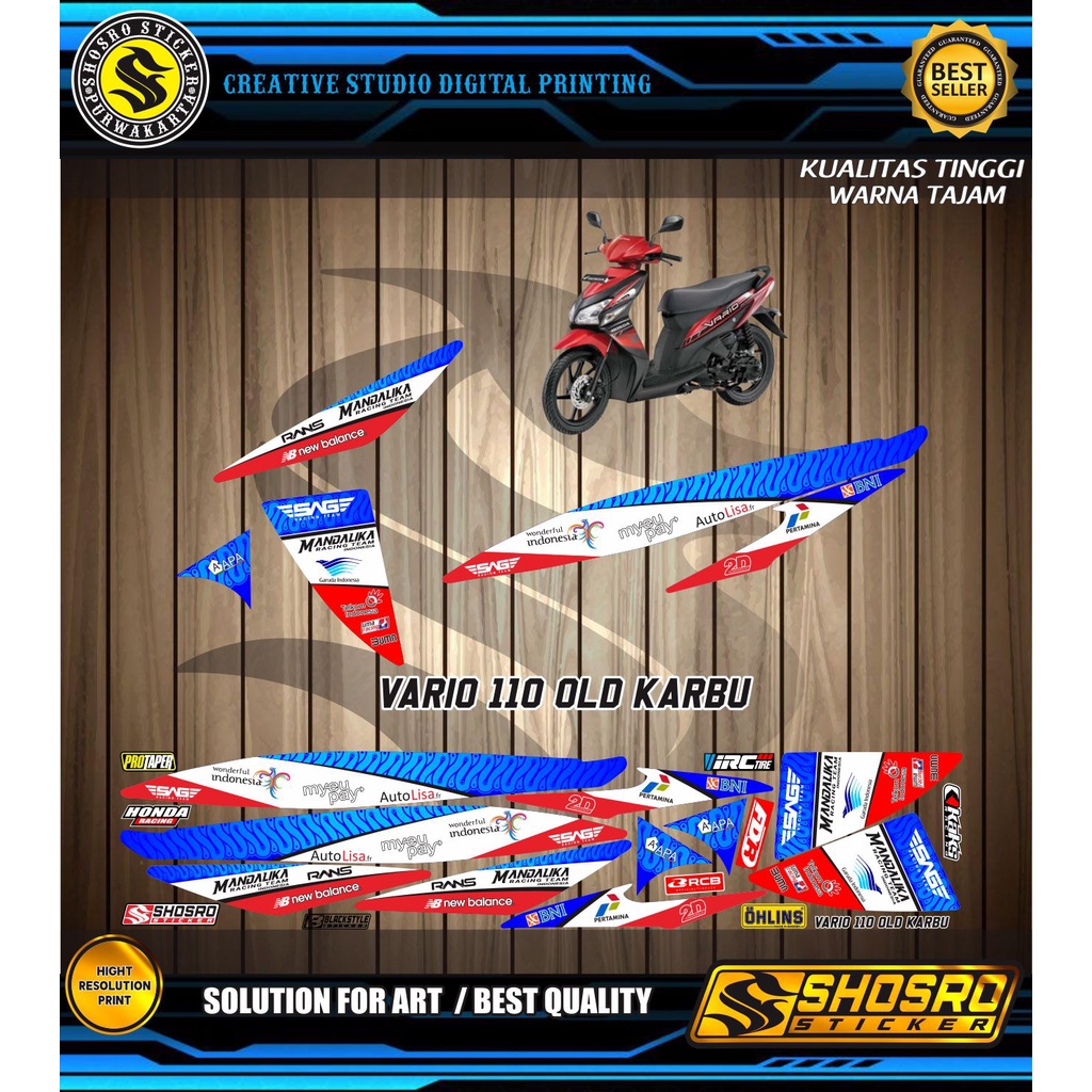VARIASI LIS DECAL POLET STIKER STRIPING MANDALIKA MOTOR VARIO PERTAMA 110  / STICKER  MANDALIKA VARI