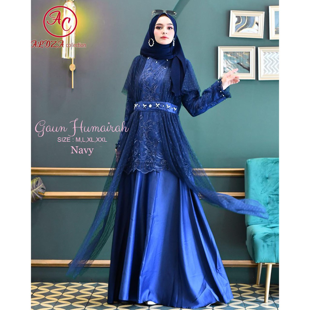 LONG GAMIS TULLE MUTIARA BORDIR / GAMIS PESTA / GAMIS HUMAIRAH