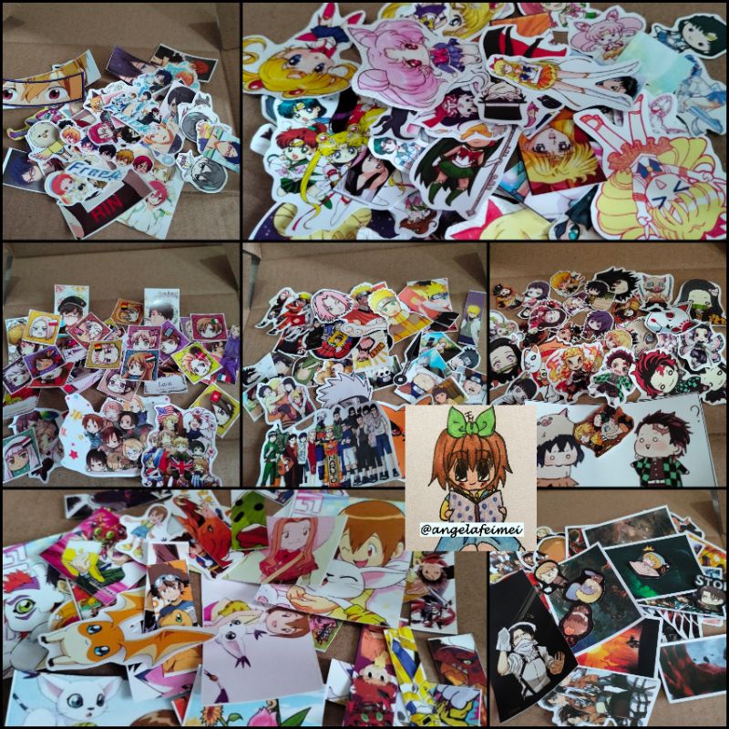 Sticker Anime waterproof (AoT, Free, KnY, Hetalia, Naruto, Digimon, Sailor Moon)