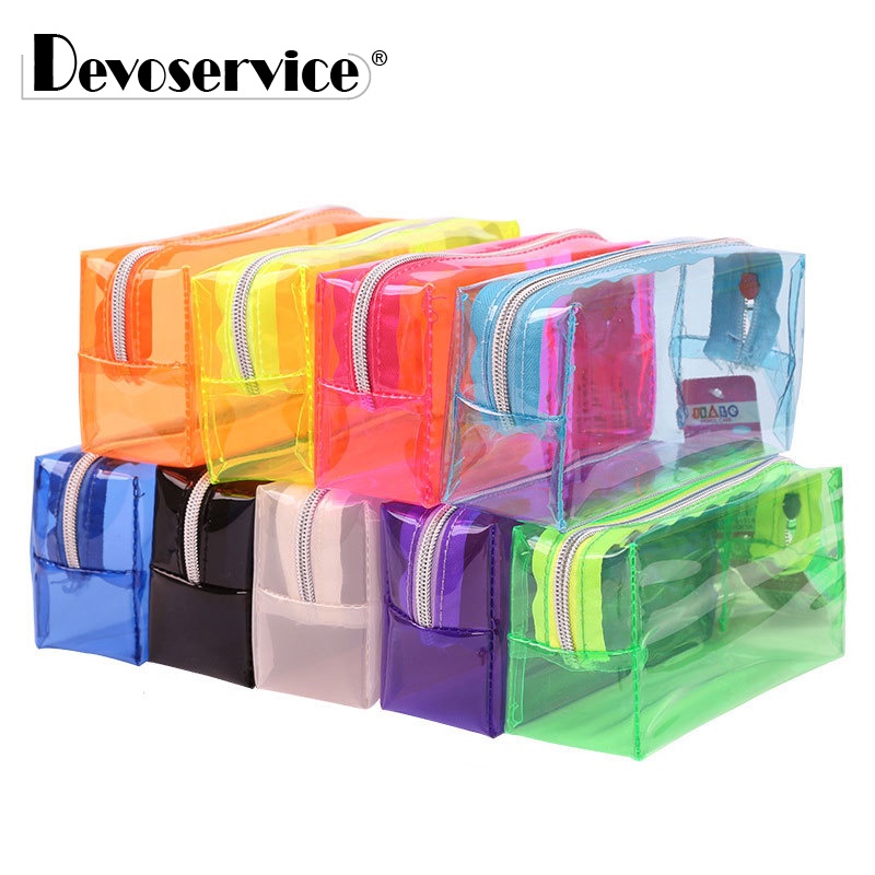 

1Pcs Transparent Plastic Box School Lovely Pencil Case Pen Holder Bag Pouch Painting Brush Pens Stor